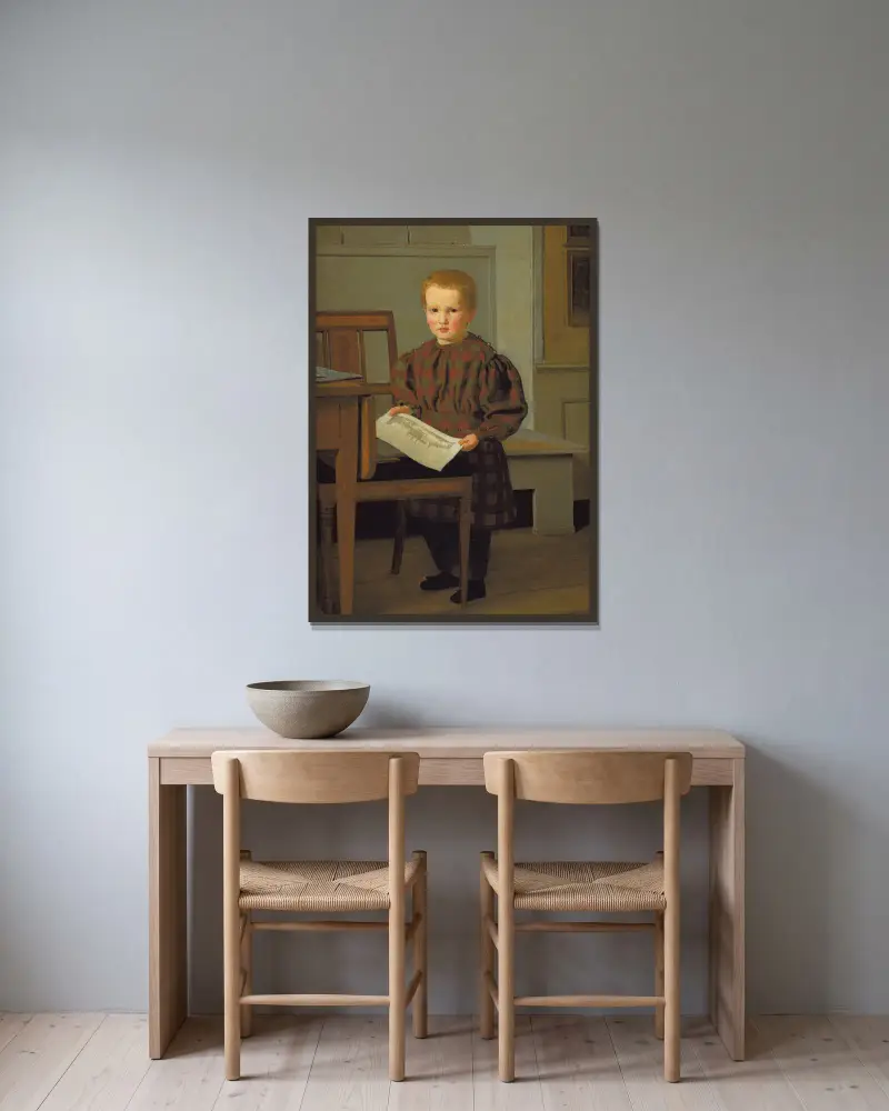 The Painter C.W. Eckersberg’s Son Julius in his Fathers Studio av Christen Købke inramad på en vägg