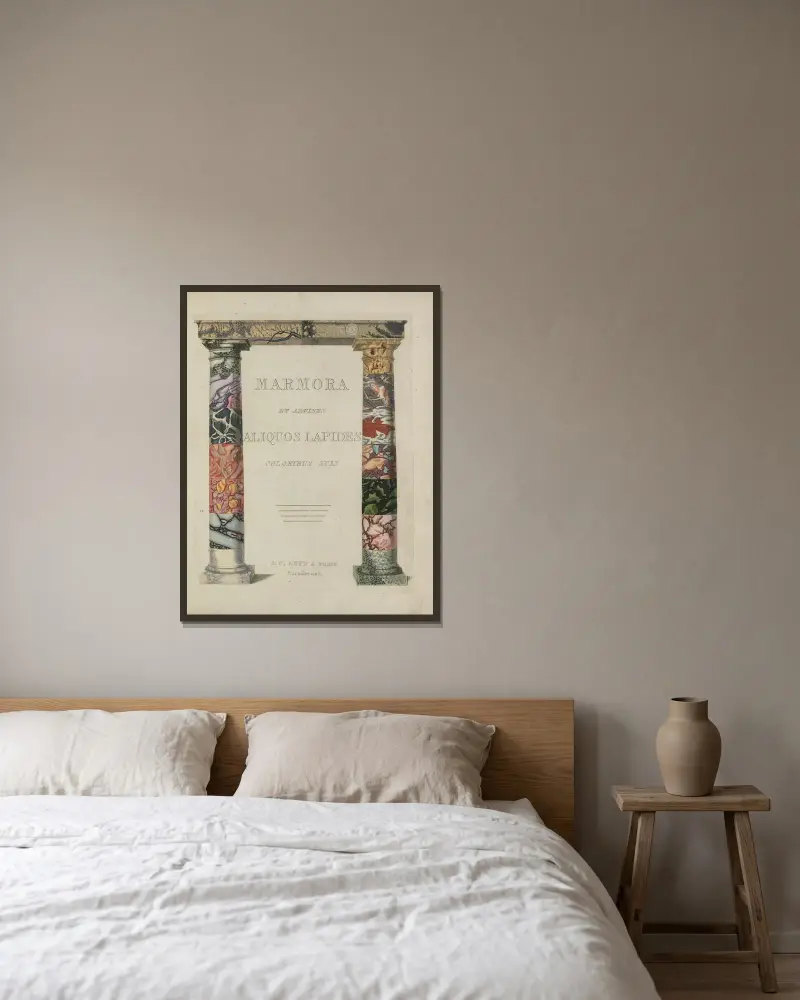 Afbeelding der marmor soorten Pl.001 av Jan Christiaan Sepp inramad på en vägg