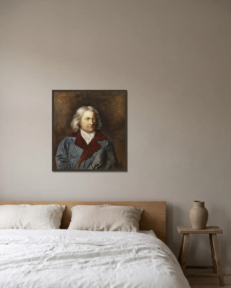 Bertel Thorvaldsen av Johan Christian Dahl inramad på en vägg