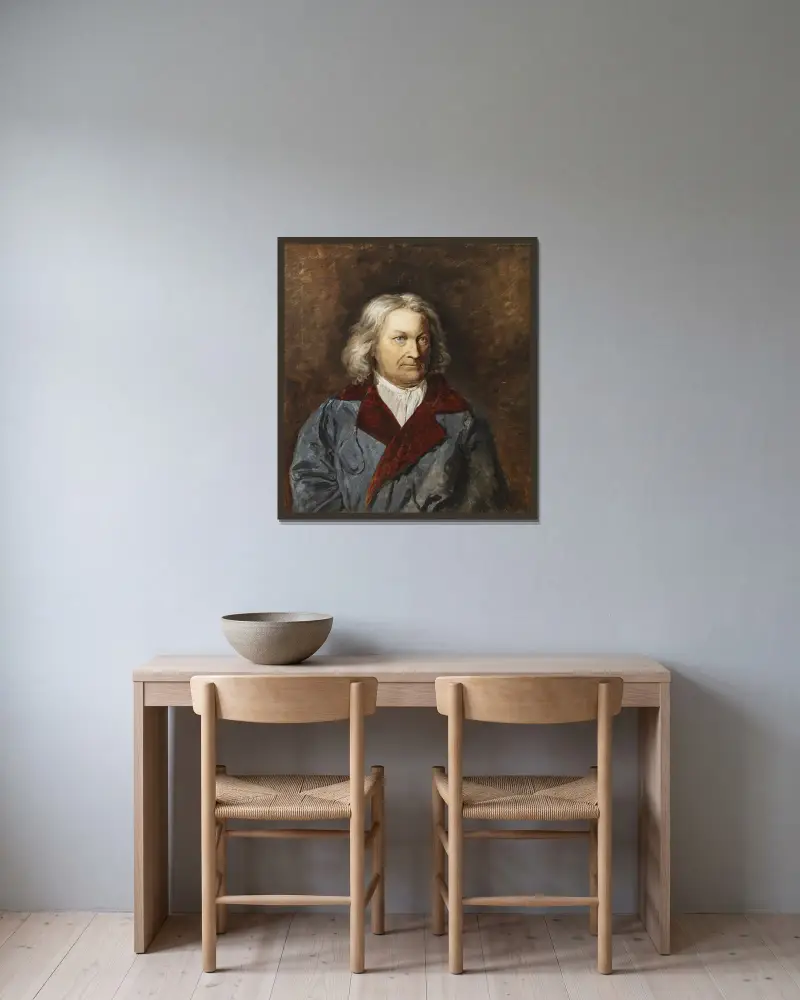 Bertel Thorvaldsen av Johan Christian Dahl inramad på en vägg