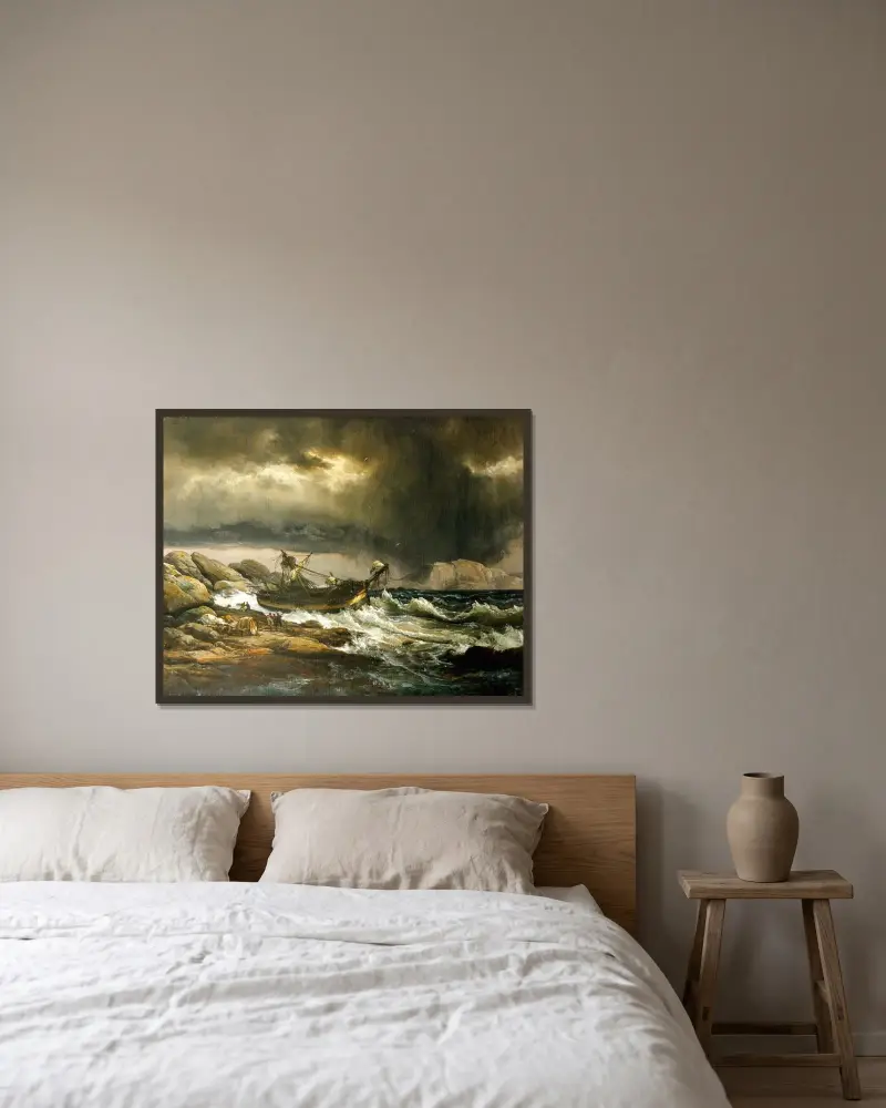 Shipwrech av Johan Christian Dahl inramad på en vägg