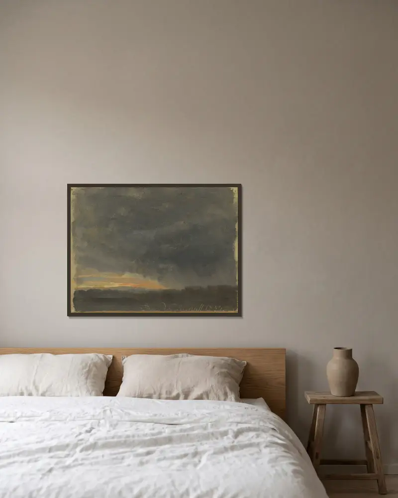 Gewitterwolken mit Regen von Johan Christian Dahl gerahmt an einer Wand