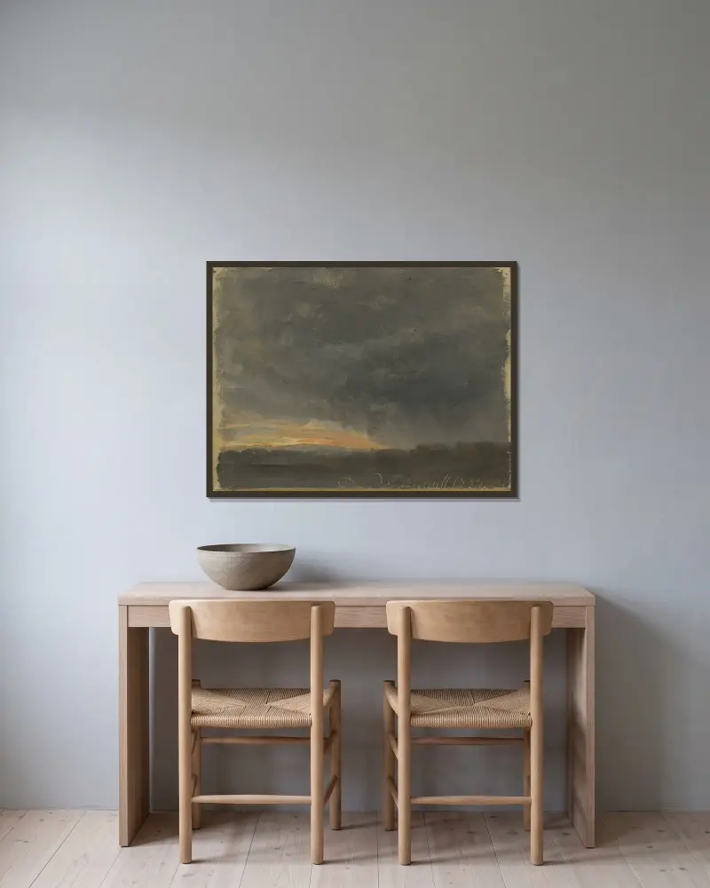 Gewitterwolken mit Regen von Johan Christian Dahl gerahmt an einer Wand