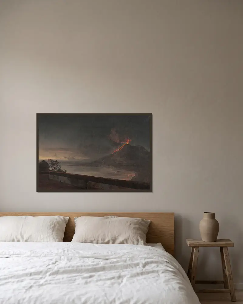 Utsikt mot Vesuvius från Quisisana av Johan Christian Dahl inramad på en vägg