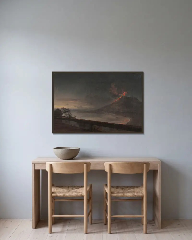 Utsikt mot Vesuvius från Quisisana av Johan Christian Dahl inramad på en vägg