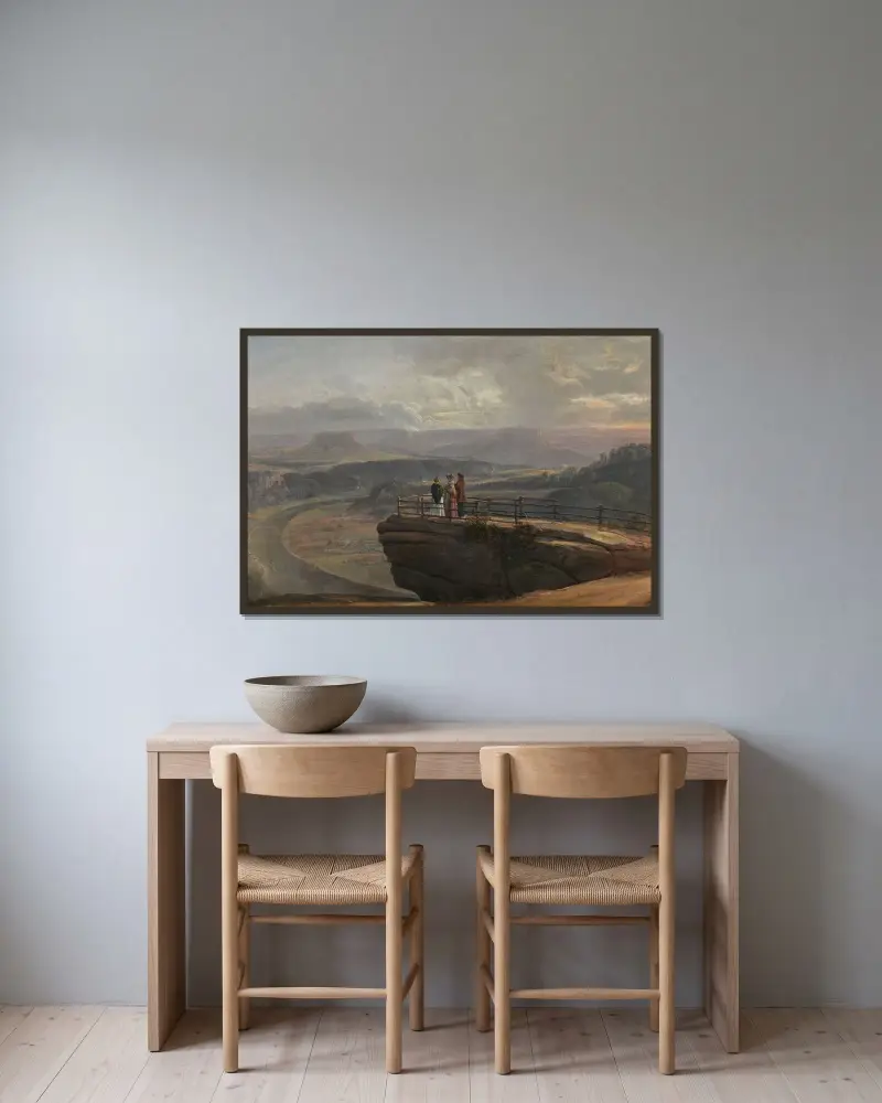 Utsikt från Bastei av Johan Christian Dahl inramad på en vägg