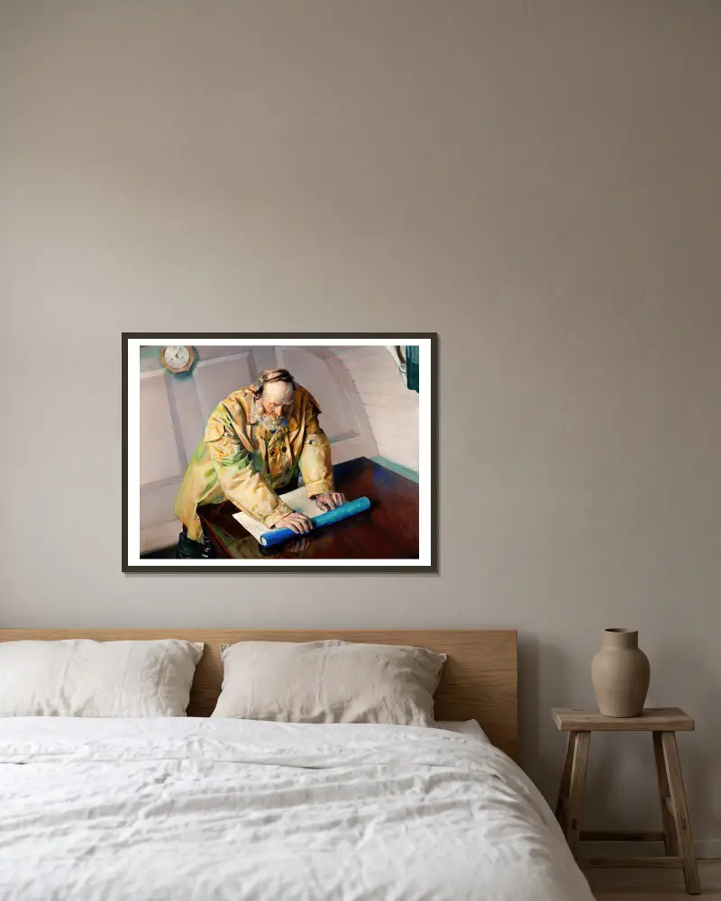 Obtížné vody, Christian Krohg v rámu na stěně