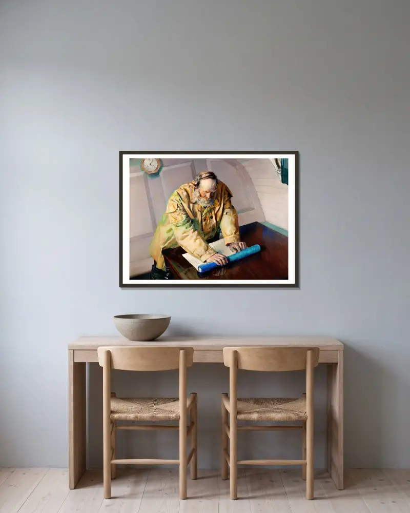 Obtížné vody, Christian Krohg v rámu na stěně