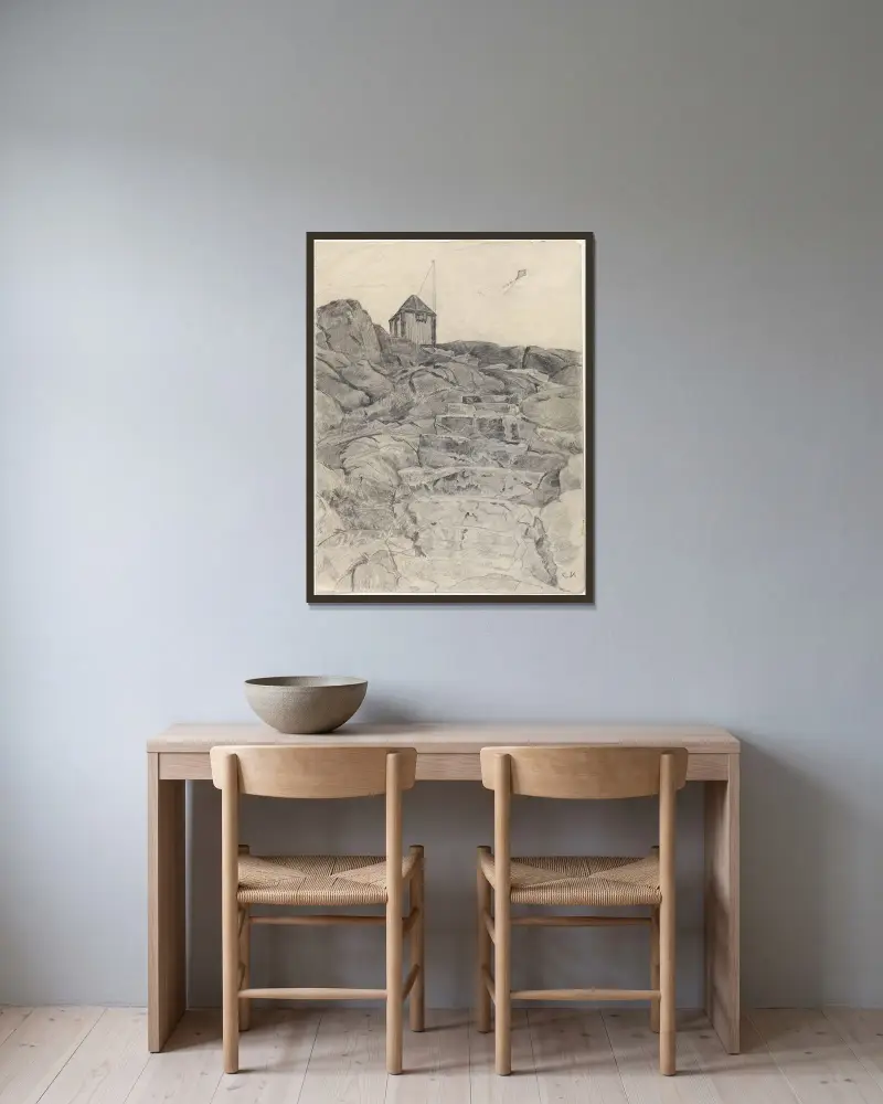 Fra Brekkestø av Christian Krohg inramad på en vägg