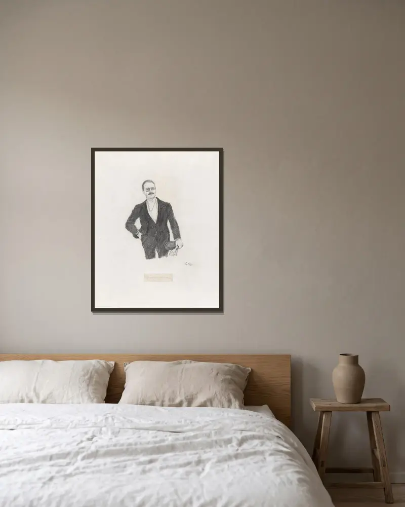 Gerhard Munthe av Christian Krohg inramad på en vägg
