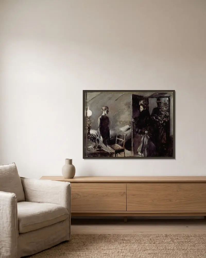 Weihnachten von Christian Krohg gerahmt an einer Wand