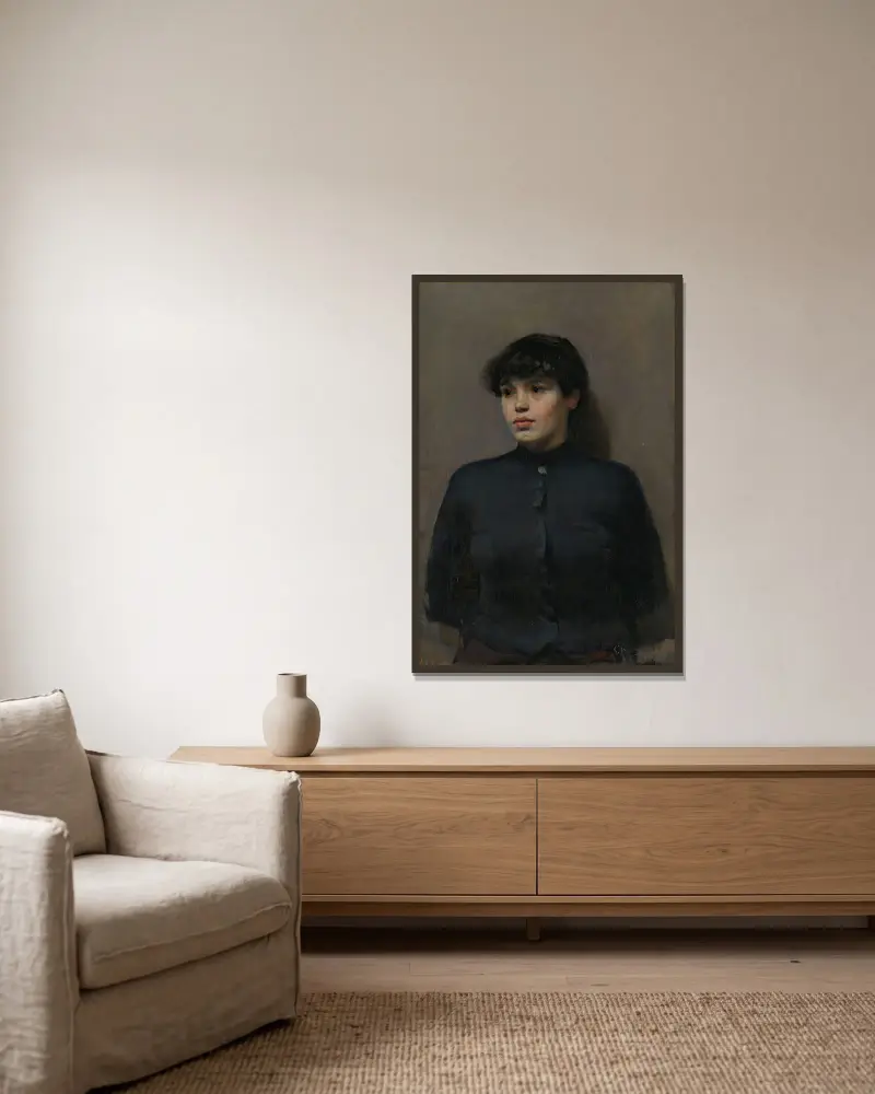 Portrait of Jossa av Christian Krohg inramad på en vägg