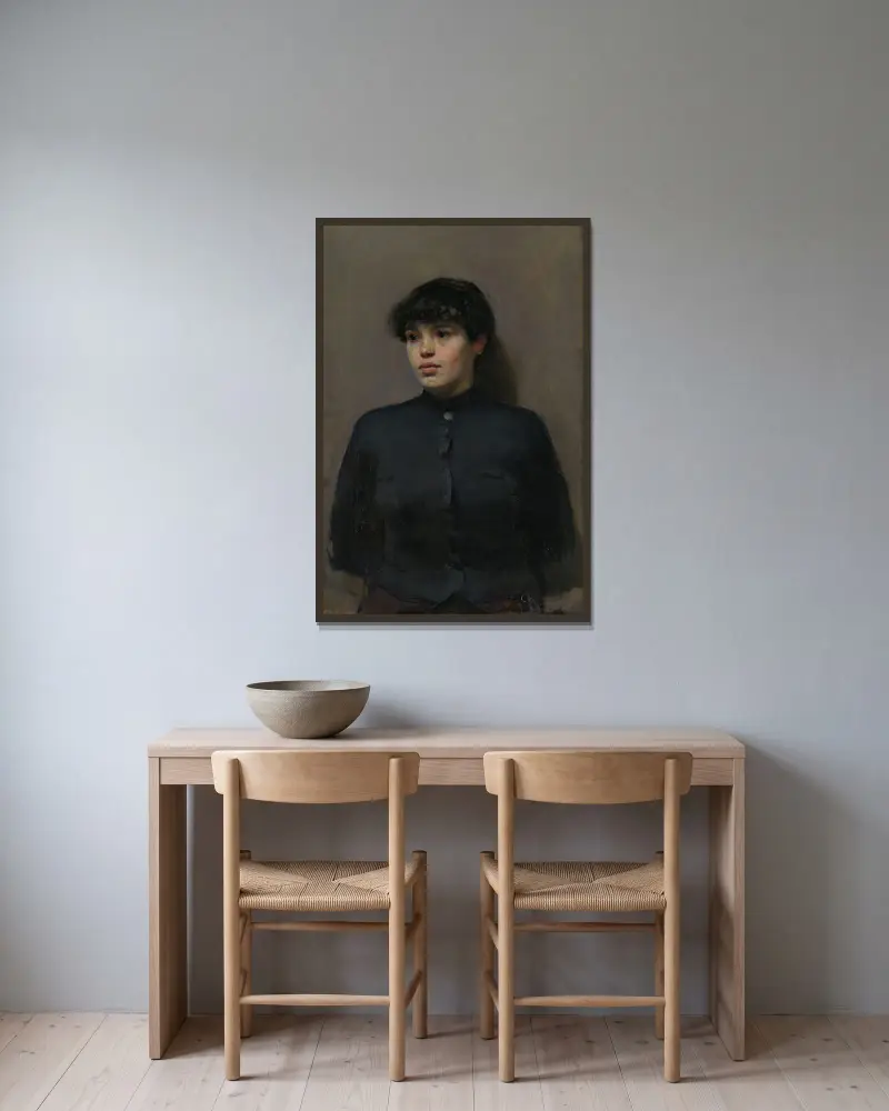 Portrait of Jossa av Christian Krohg inramad på en vägg