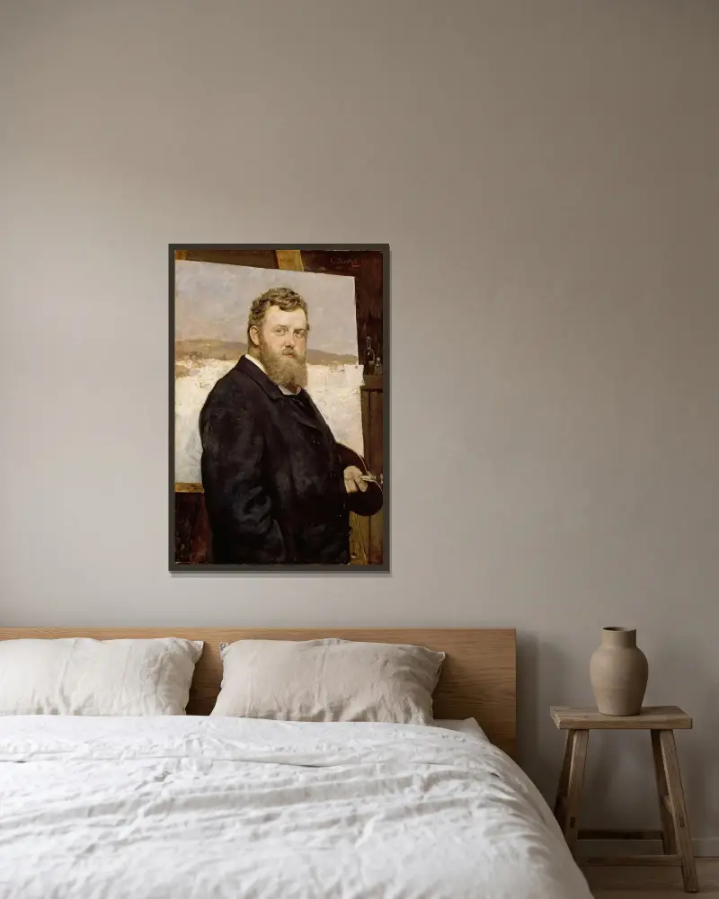 Porträt des Malers Frits Thaulow von Christian Krohg gerahmt an einer Wand