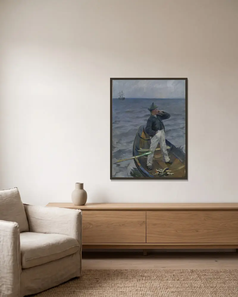 The Inshore Channel av Christian Krohg inramad på en vägg