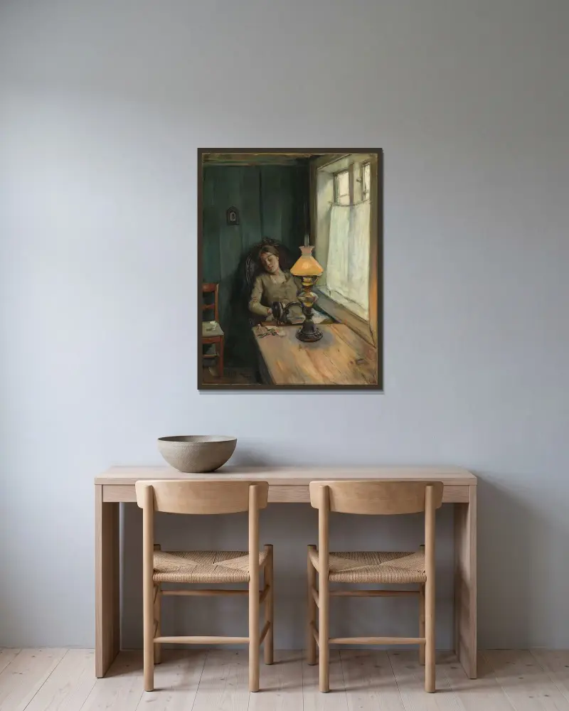 Trött av Christian Krohg inramad på en vägg