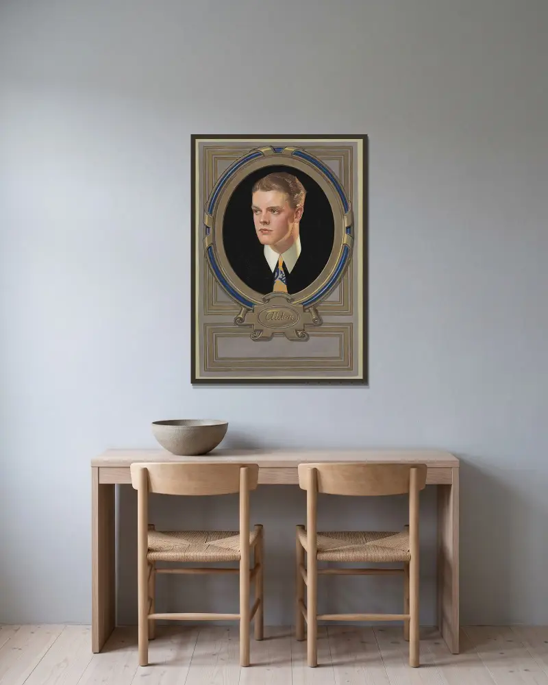 Alden–Arrow Collar Ad av Joseph Christian Leyendecker inramad på en vägg