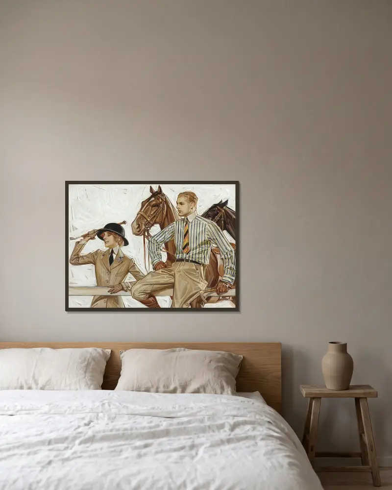 Arrow Collar Ad av Joseph Christian Leyendecker inramad på en vägg