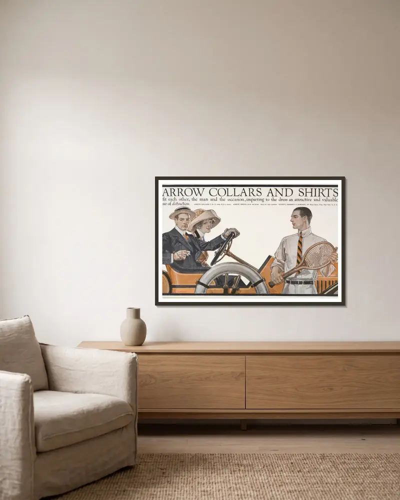 Arrow collars & shirts von Joseph Christian Leyendecker gerahmt an einer Wand