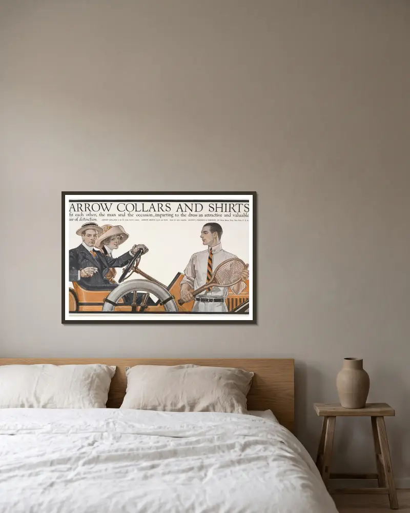 Arrow collars & shirts von Joseph Christian Leyendecker gerahmt an einer Wand