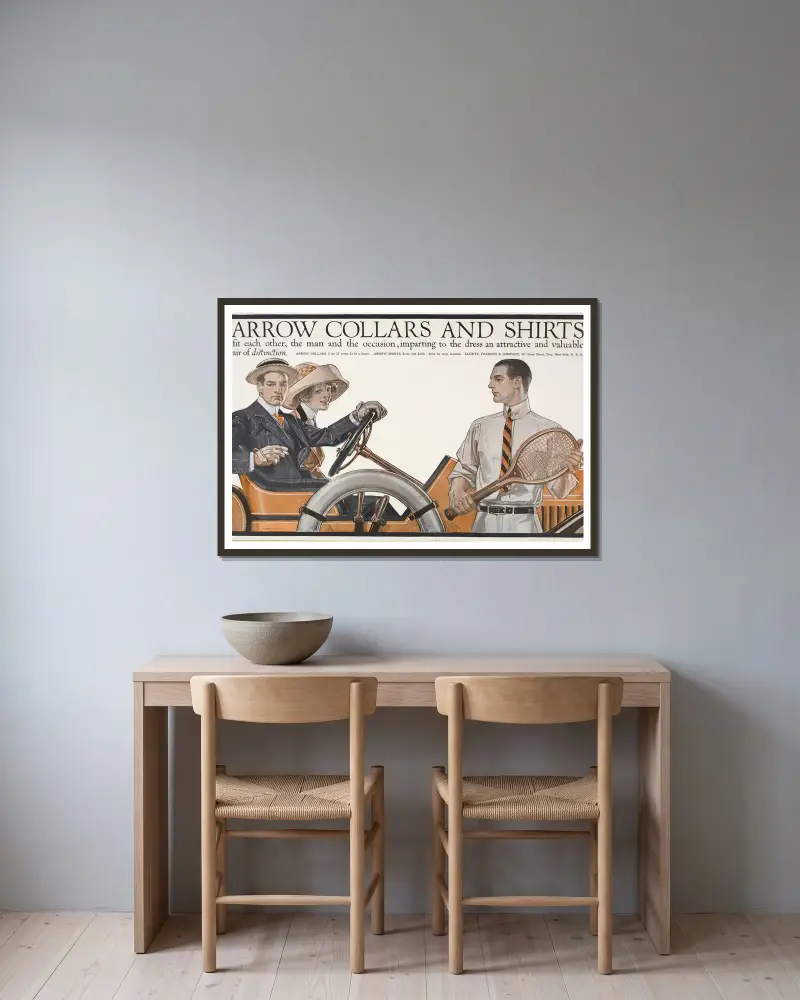 Arrow collars & shirts von Joseph Christian Leyendecker gerahmt an einer Wand