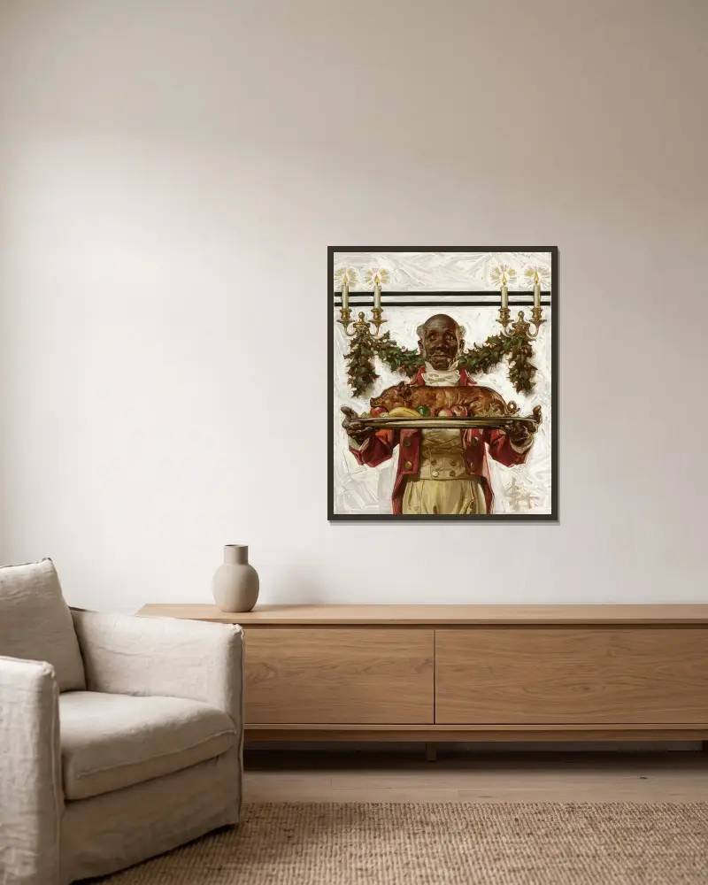 Julmiddag av Joseph Christian Leyendecker inramad på en vägg