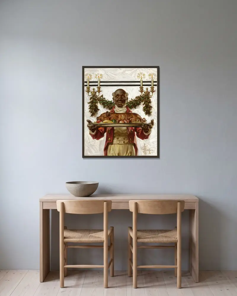 Julmiddag av Joseph Christian Leyendecker inramad på en vägg