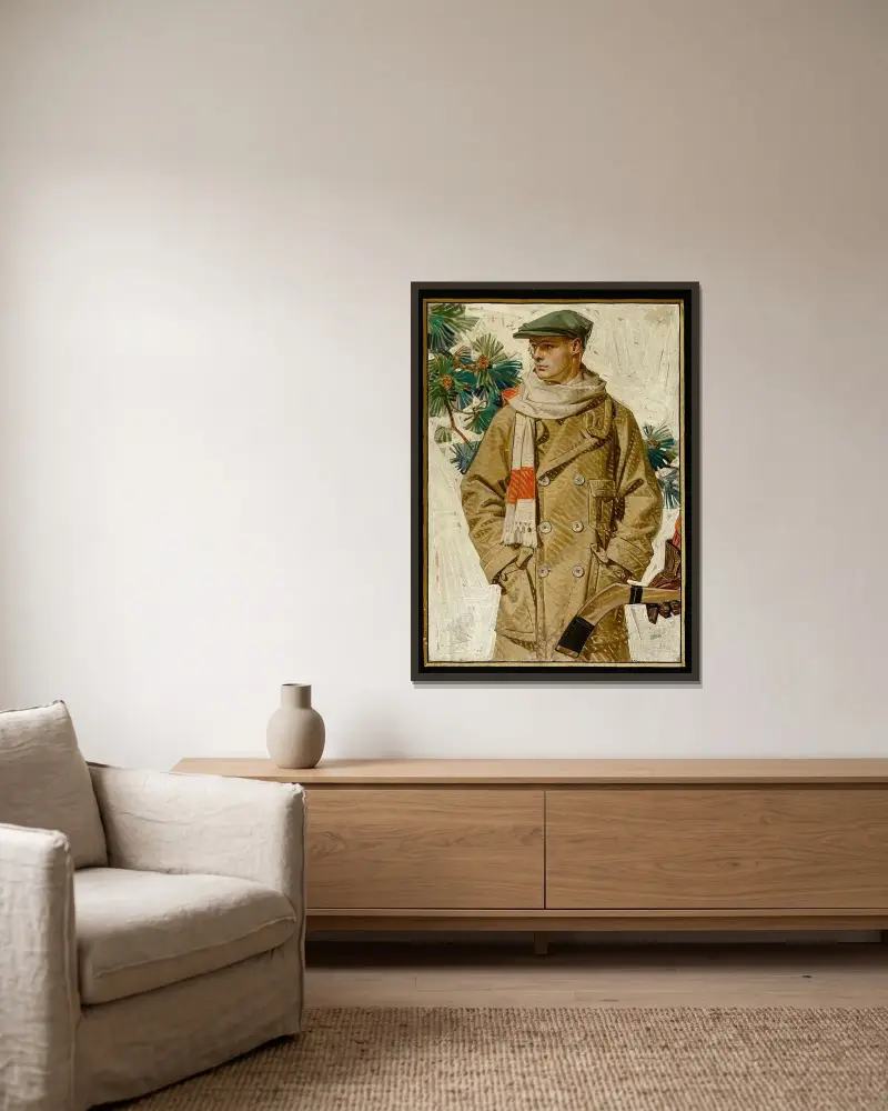 House of Kuppenheimer ad illustration av Joseph Christian Leyendecker inramad på en vägg