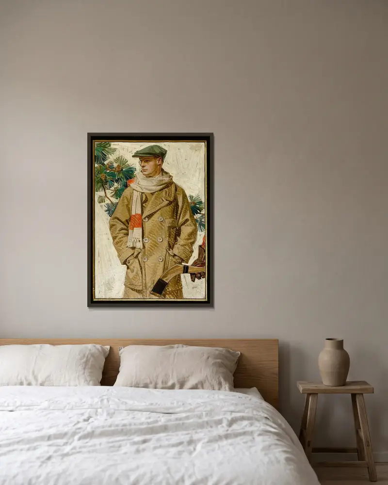 House of Kuppenheimer ad illustration av Joseph Christian Leyendecker inramad på en vägg