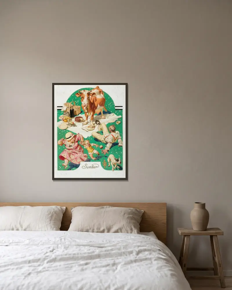 Avbruten picknick av Joseph Christian Leyendecker inramad på en vägg