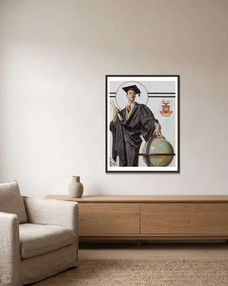 June Graduate av Joseph Christian Leyendecker inramad på en vägg