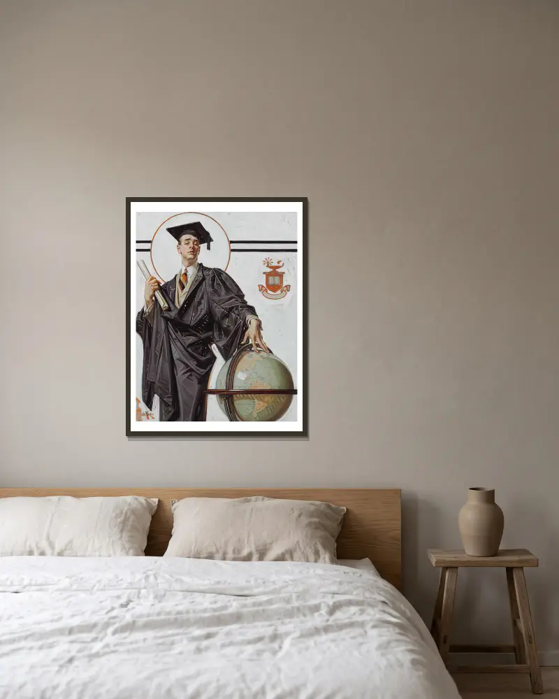 June Graduate av Joseph Christian Leyendecker inramad på en vägg