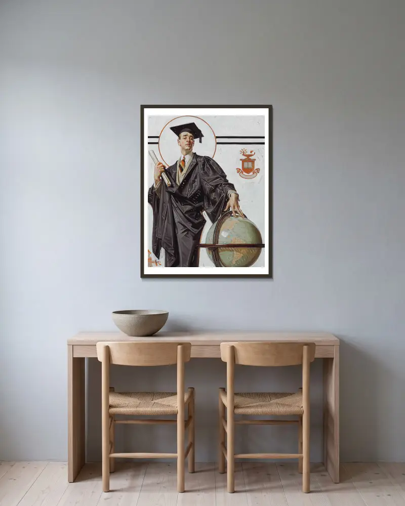 June Graduate av Joseph Christian Leyendecker inramad på en vägg