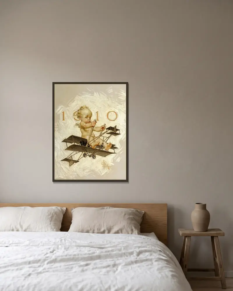Nyår 1910 av Joseph Christian Leyendecker inramad på en vägg