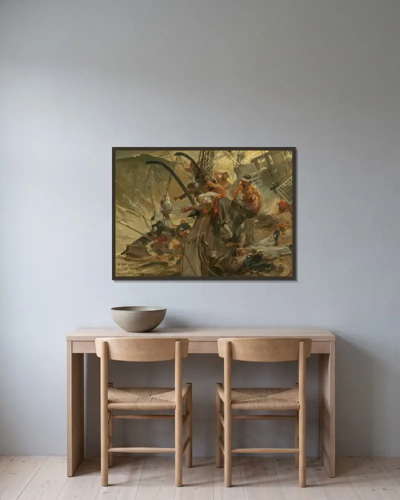 Pirates Load av Joseph Christian Leyendecker inramad på en vägg