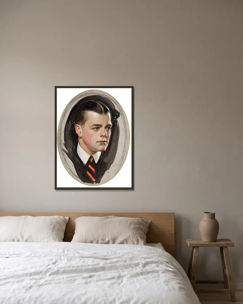 Preliminary study, Cluett, Peabody & Co, Arrow collar advertisement av Joseph Christian Leyendecker inramad på en vägg