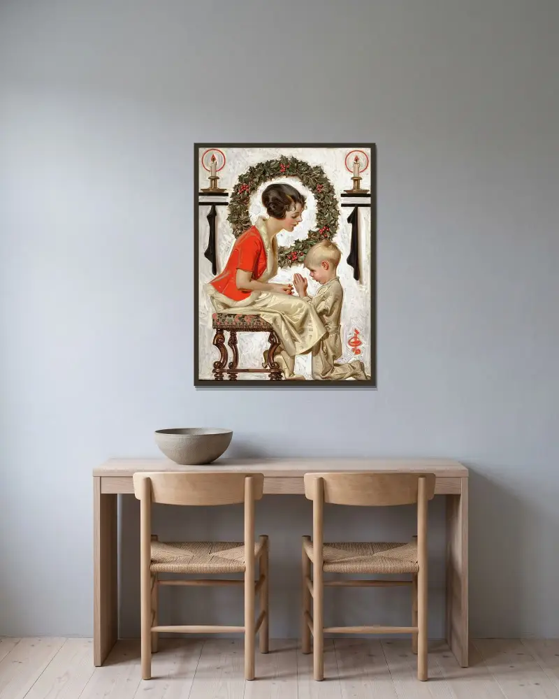 Saturday Evening Post-omslag av Joseph Christian Leyendecker inramad på en vägg