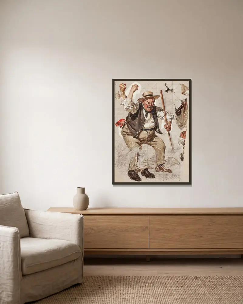 Saturday Evening Post cover, study av Joseph Christian Leyendecker inramad på en vägg