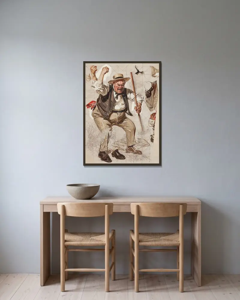 Saturday Evening Post cover, study av Joseph Christian Leyendecker inramad på en vägg