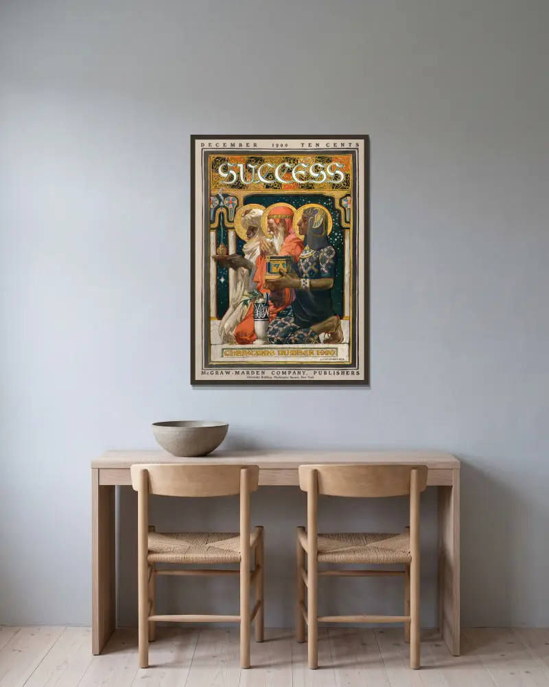 Success julnummer 1900 av Joseph Christian Leyendecker inramad på en vägg