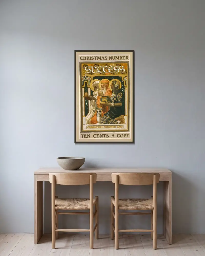 Success, julnummer av Joseph Christian Leyendecker inramad på en vägg