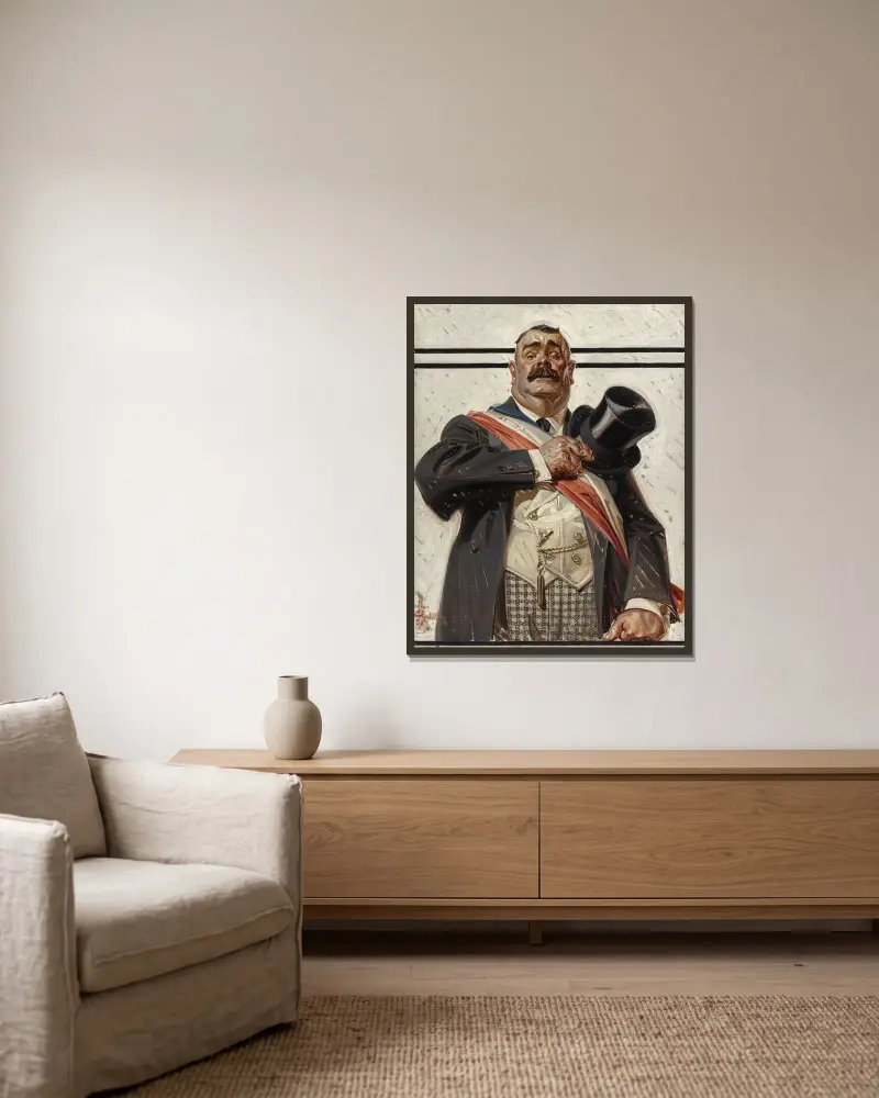 Kandidaten av Joseph Christian Leyendecker inramad på en vägg