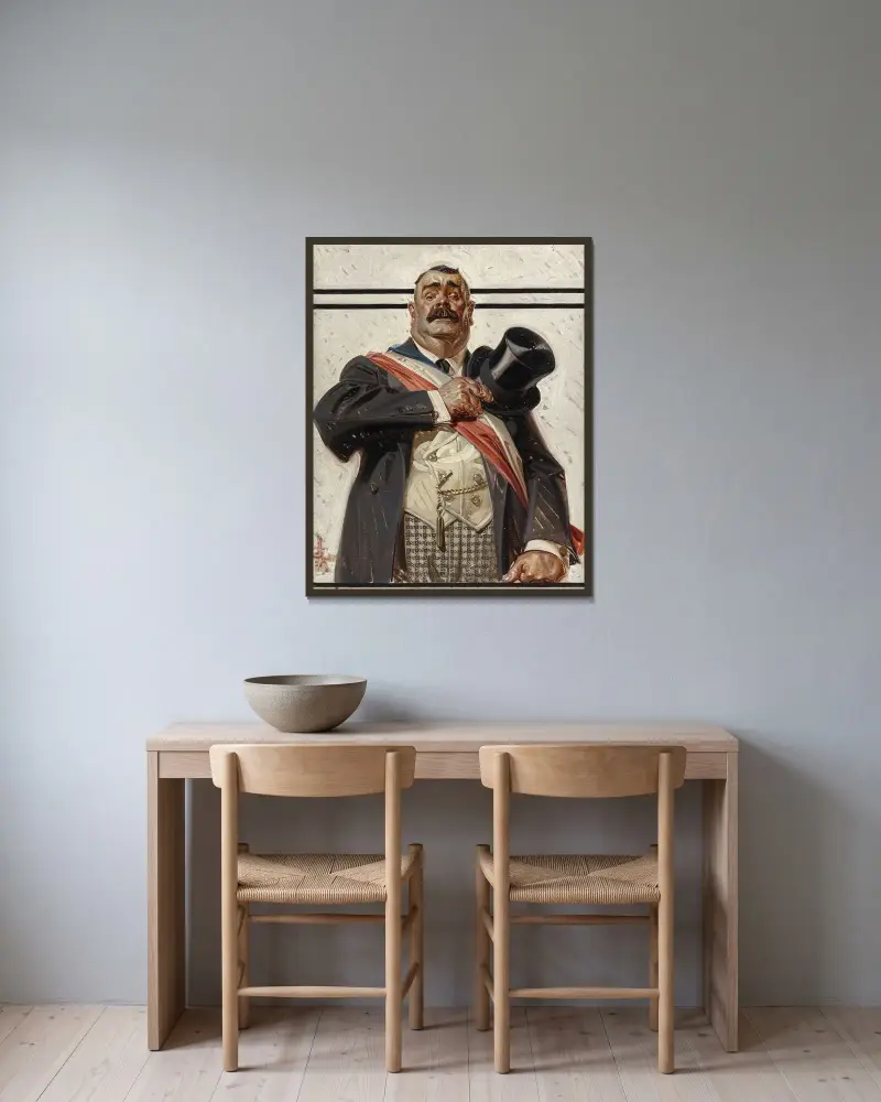 Kandidaten av Joseph Christian Leyendecker inramad på en vägg