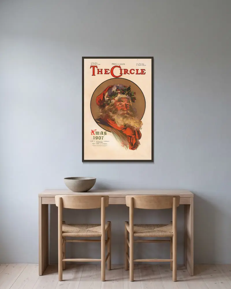 The Circle, Xmas 1907 av Joseph Christian Leyendecker inramad på en vägg