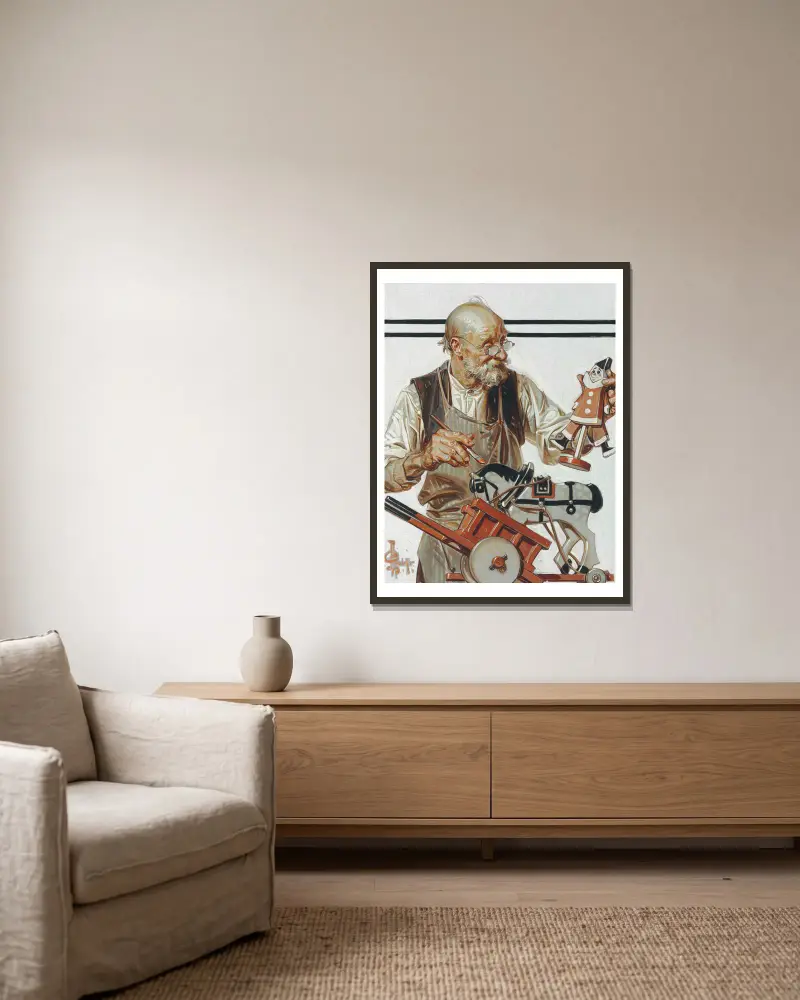 Výrobce hraček, Joseph Christian Leyendecker v rámu na stěně