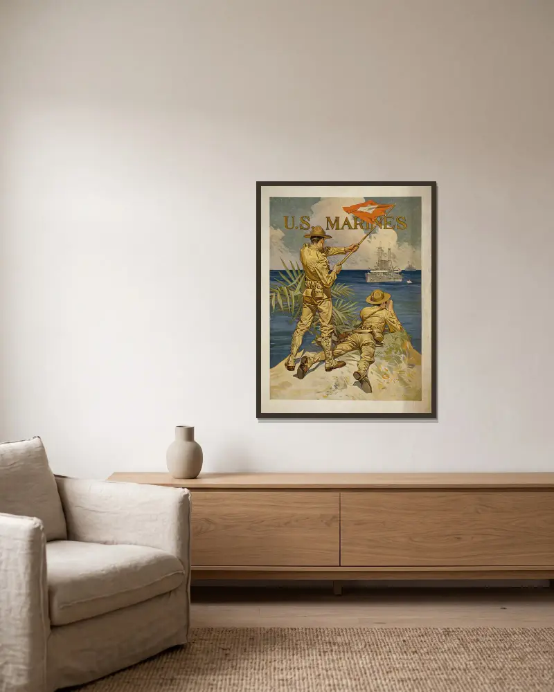 U.S. Marines von Joseph Christian Leyendecker gerahmt an einer Wand
