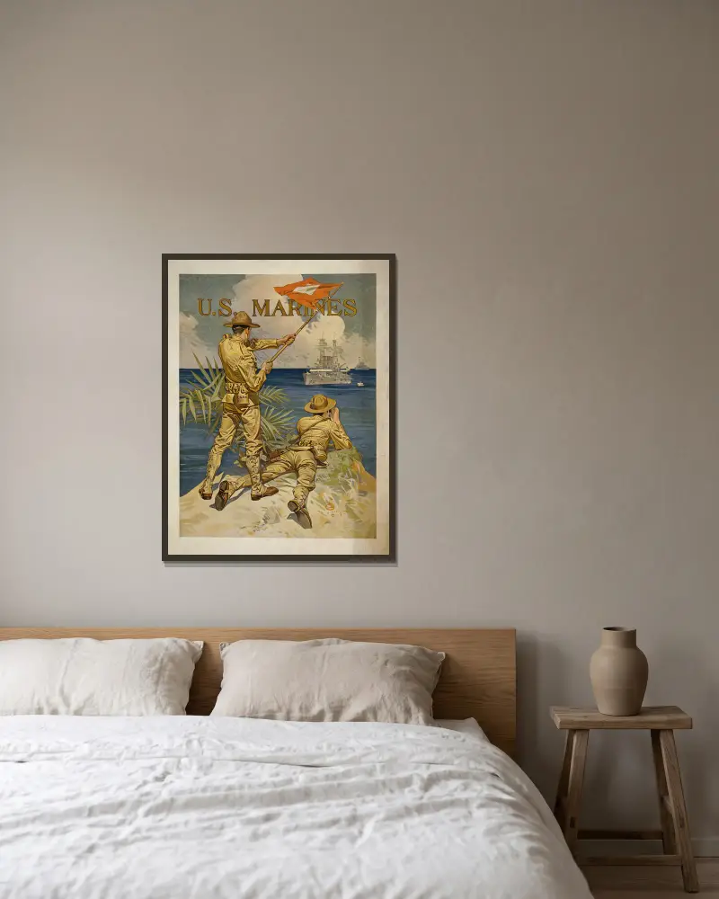 U.S. Marines von Joseph Christian Leyendecker gerahmt an einer Wand