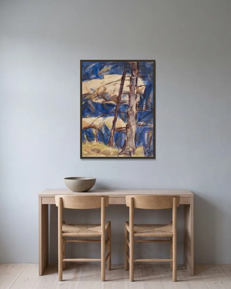 Bare Conifers av Christian Rohlfs inramad på en vägg