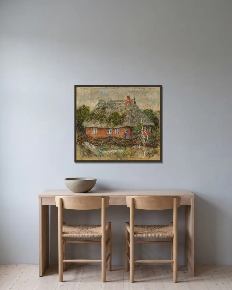 Bondgård av Christian Rohlfs inramad på en vägg