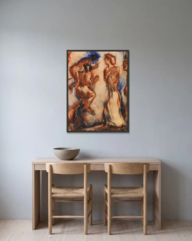 Hexenritt von Christian Rohlfs gerahmt an einer Wand